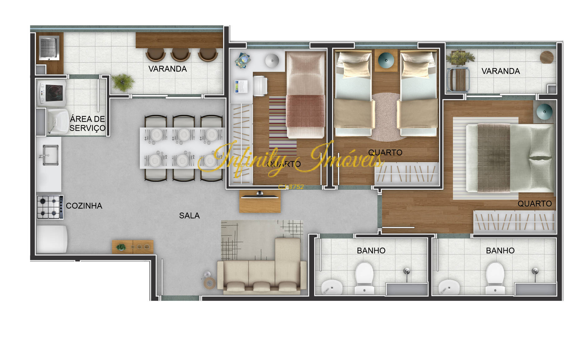 Apartamento, 3 quartos, 63 m² - Foto 37
