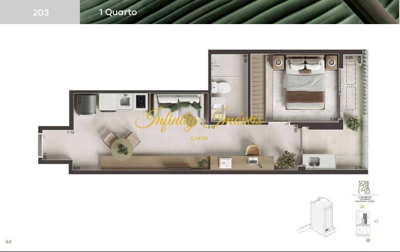 Cobertura, 1 quarto, 44 m² - Foto 22